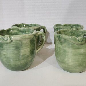 Lovely Panoply Exclusively By Lynn Hollyn Global Amici Set of 4 Green/White Mugs